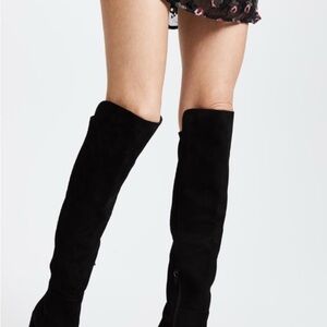 STUART WEITZMAN All Suede Black Just-Over-The-Knee Alljill Women's Boots